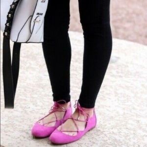 Sam Edelman Pink Flynt Ballet Tie-up Flats SZ 7.5